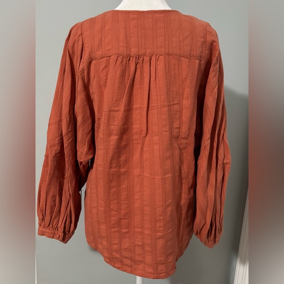 Madewell Terracotta  Boho V-Neck balloon sleeves Blouse Size Small - Picture 2 of 7